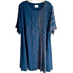 Wrap London Navy Blue and Mauve Print Dress US Size 14